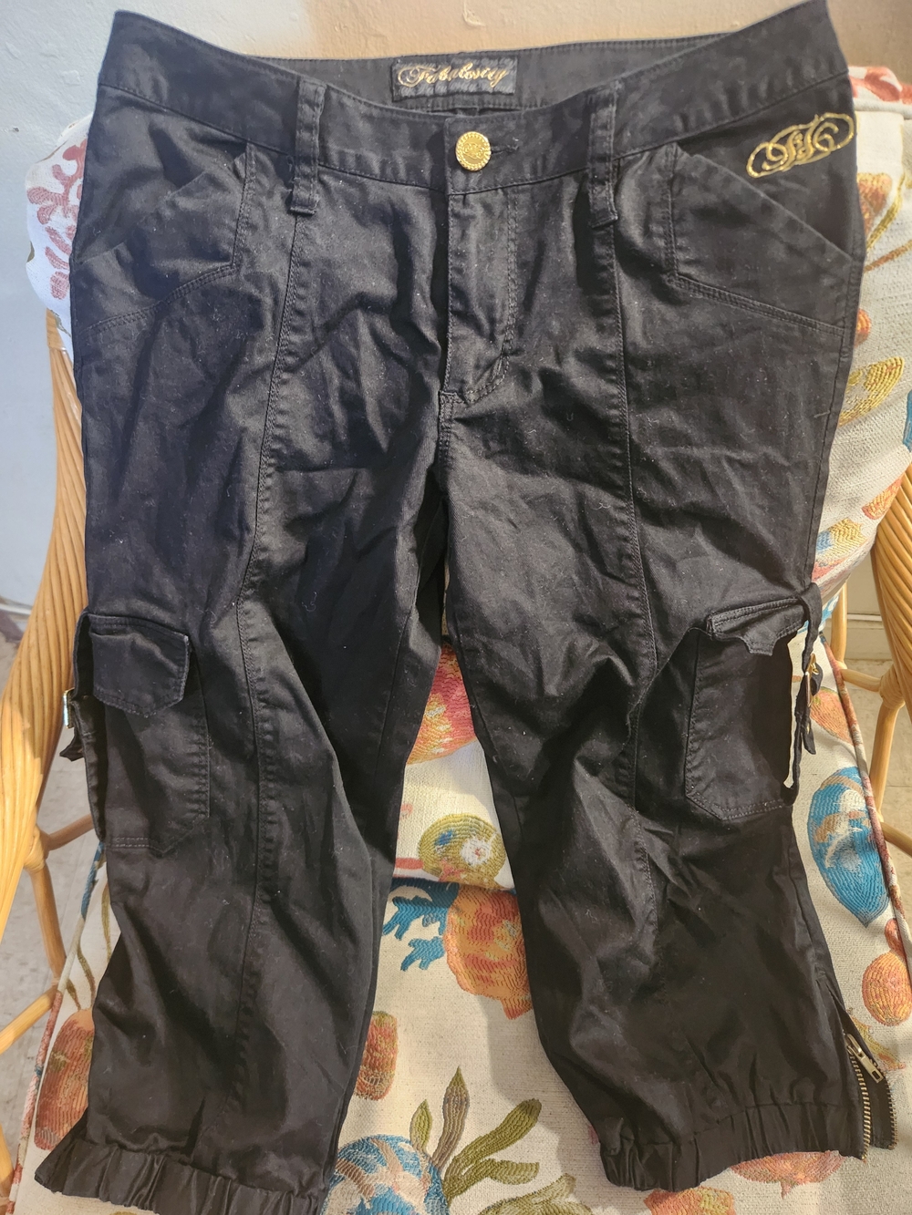 Black Cargo Capri Pants by Ed Hardy
